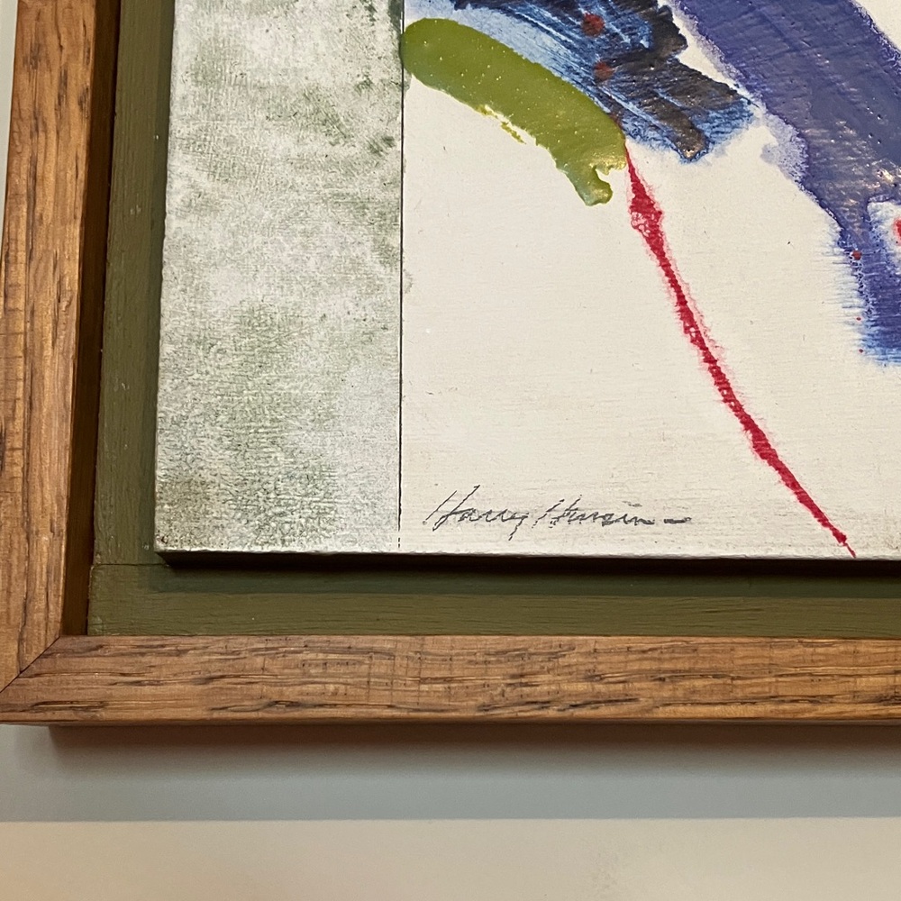 Abstract Blue Splash Framed Wall Art Encaustic Artist Harry Hansen - Picture 2 of 6
